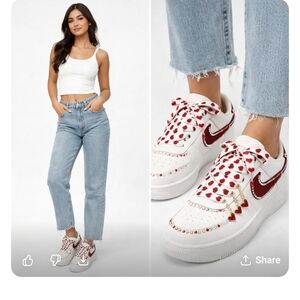 Hand Painted Valentine's Nike Air Force 1 | Custom  Red AF1 | One of a Kind